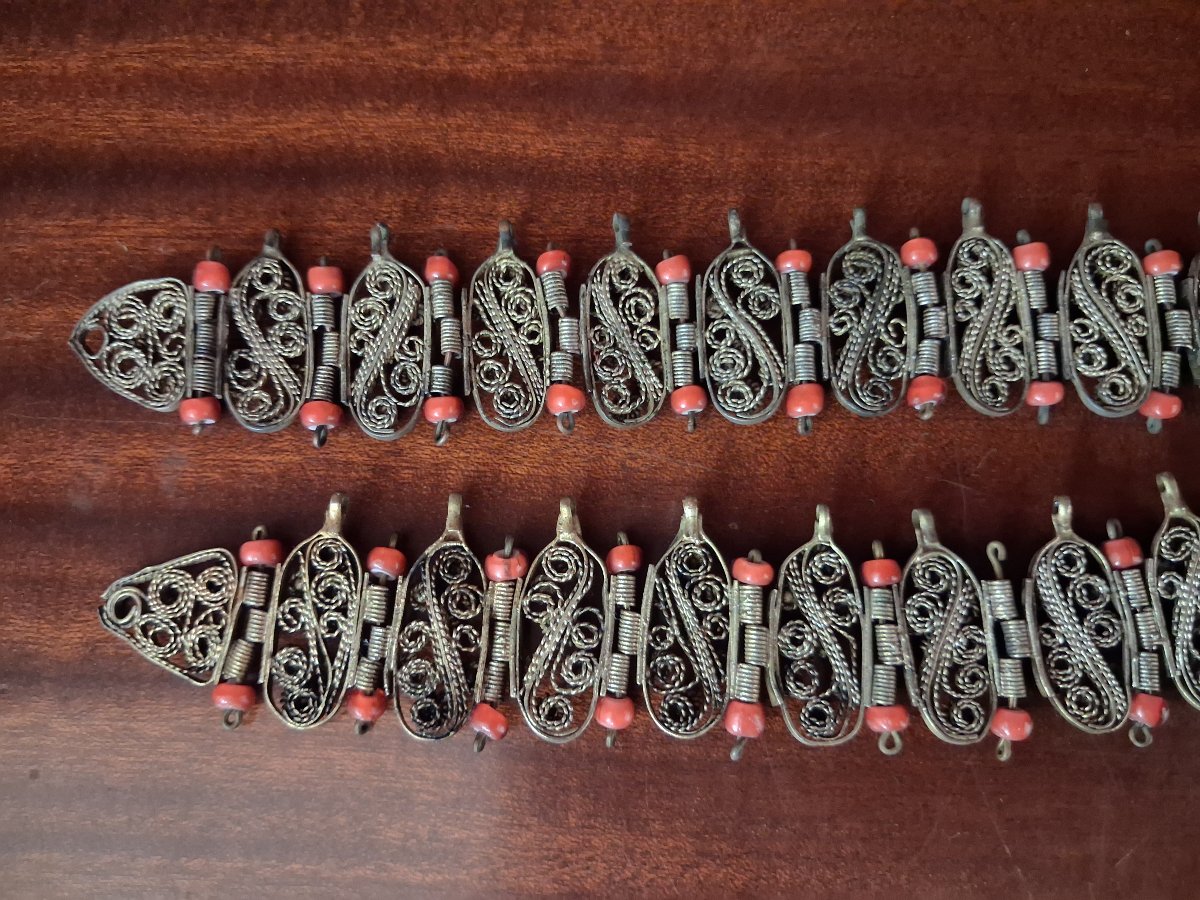 Paire de bracelets Grecs en argent doré - Grèce, 19ème siècle-photo-8