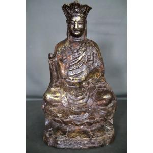 Bouddha ou dignitaire en fonte de fer dans le style Ming - Chine, 20ème siècle