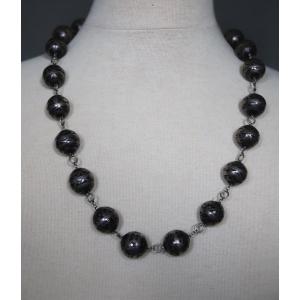 Ebony And Silver Necklace Called Glâda - Mauritania, Early 20th Century