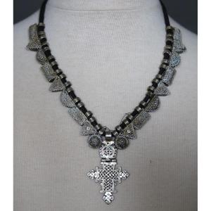 Ethiopian Orthodox Necklace In Silver And Brass - Ethiopia, 20th Century