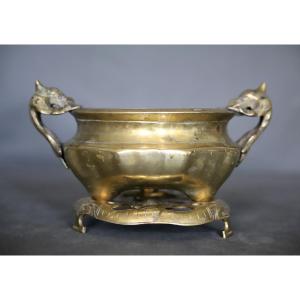Brûle Parfum (encens) En Bronze (ou Cuivre) Doré - Chine Du Sud Ou Vietnam, Vers 1900 