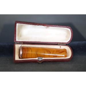 Tobacciana: Amber And Gold Cigarette Holder - Circa 1900 