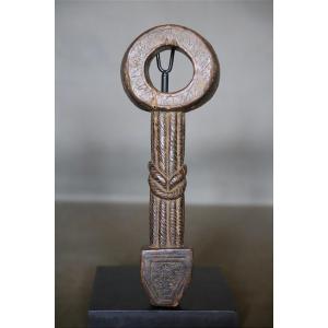 A Carved Wooden Churn Guide - Himalayan Regions, Probably Nepal