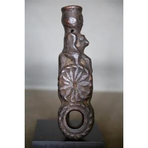 A Carved Wooden Churn Guide - Himalayan Regions, Probably Nepal