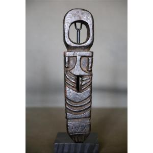 A Carved Wooden Churn Guide - Himalayan Regions, Probably Nepal