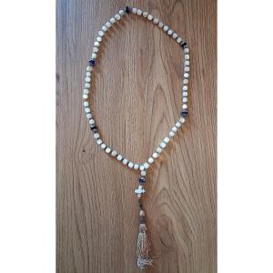 Large Greek Orthodox Rosary Made Of Mother-of-pearl Beads And Glass Beads - Greece, 19th Century