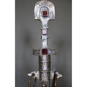 Dague Marocaine en argent niellé dite koumya - Sud du Maroc, 19ème siècle