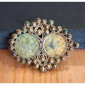 Greek Brooch In Gold-plated Silver - Balkan Greece, Late 19th Century