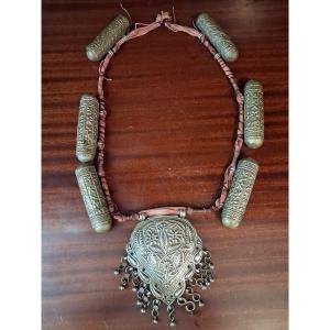Traditional Arab Necklace In Gold-plated Silver—levant Or Arabian Peninsula, First Half