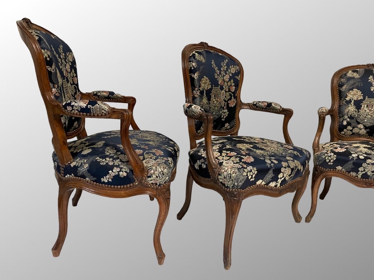 Suite De Quatre Fauteuils En Cabriolet. Epoque Louis XV-photo-3