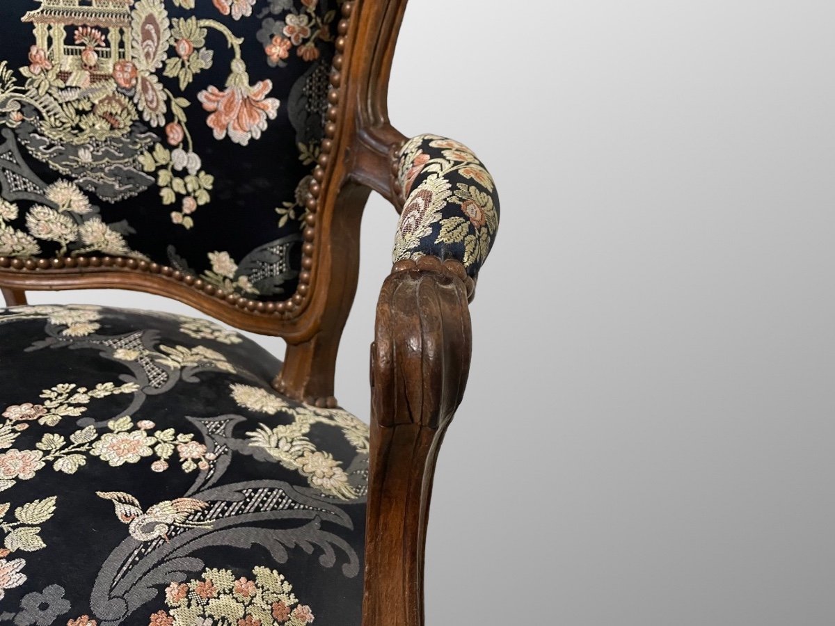 Suite De Quatre Fauteuils En Cabriolet. Epoque Louis XV-photo-1