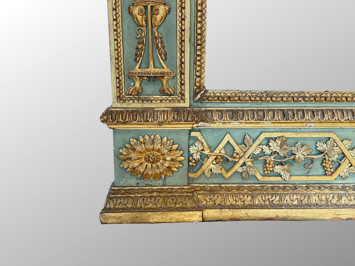 Mirror In Painted And Gilded Wood And Stucco. Period Early Nineteenth Century.-photo-4