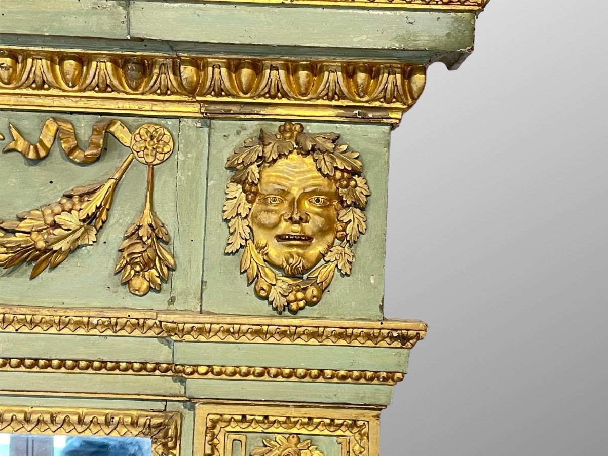 Mirror In Painted And Gilded Wood And Stucco. Period Early Nineteenth Century.-photo-2