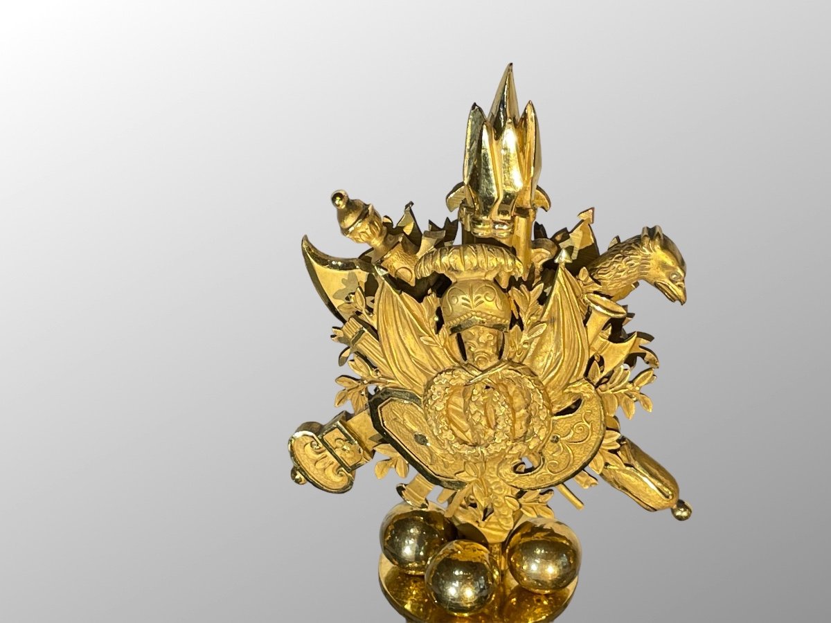 Encrier En Loupe De Frêne, ébène Et Bronze Doré. Epoque Premier Empire.-photo-1