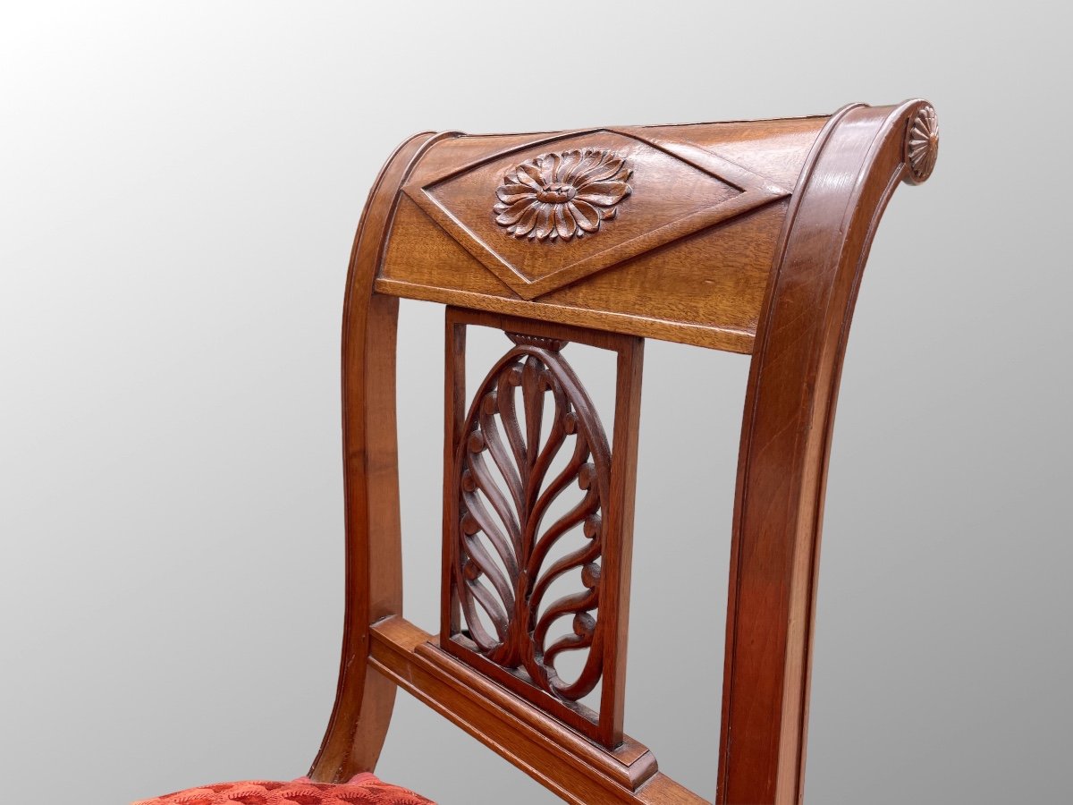 Suite De Quatre Chaises En Acajou époque Empire.-photo-3