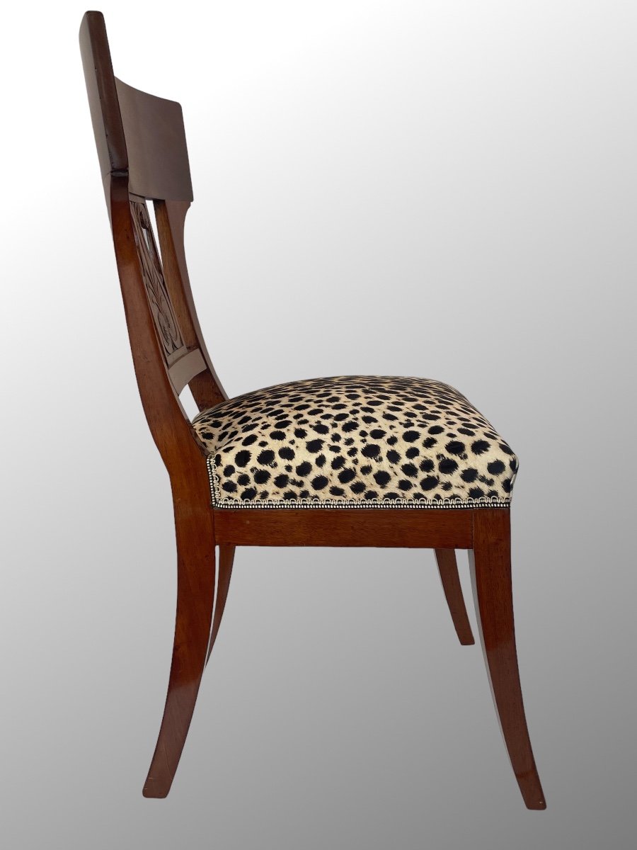 Chaise En Acajou à Dossier En Hémicycle. Epoque Directoire. Estampillée G.IACOB.-photo-4