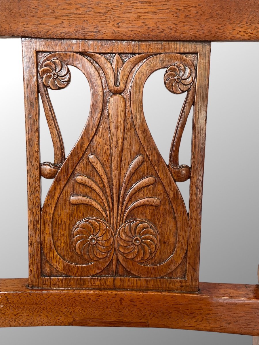 Chaise En Acajou à Dossier En Hémicycle. Epoque Directoire. Estampillée G.IACOB.-photo-4