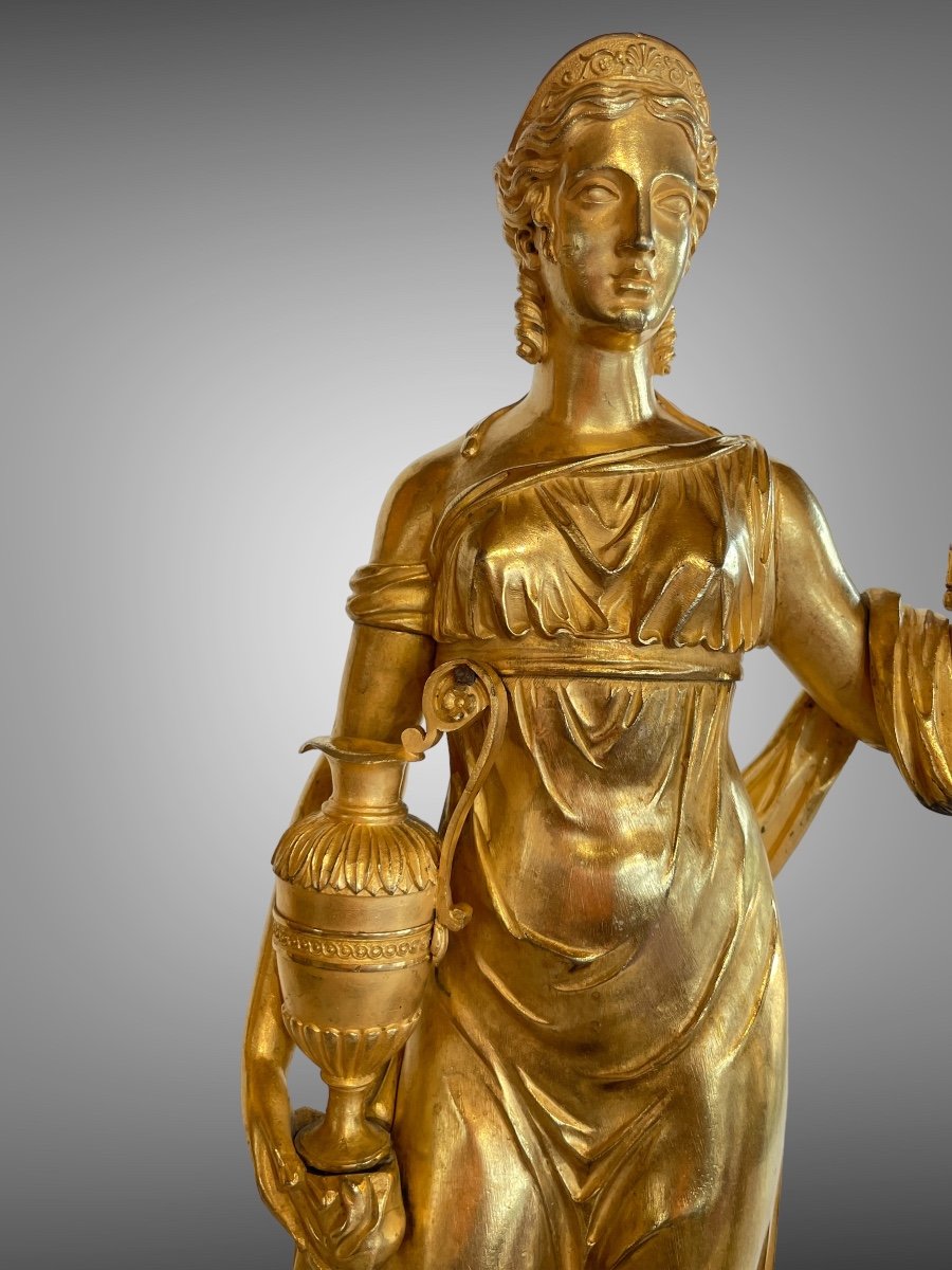 Vestale En Bronze Doré. Epoque Premier Empire.-photo-1