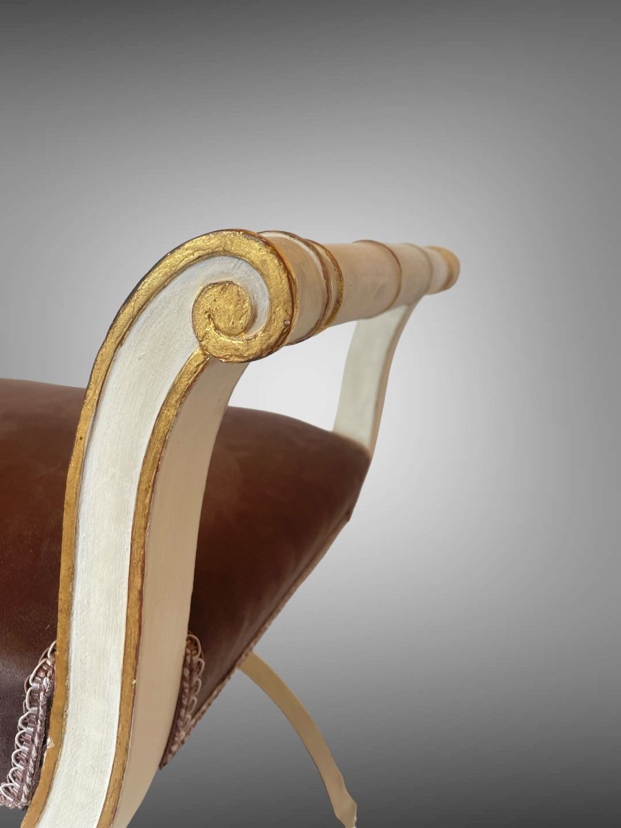 Suite De Quatre Tabourets Curule époque Fin Du Premier Empire.-photo-3