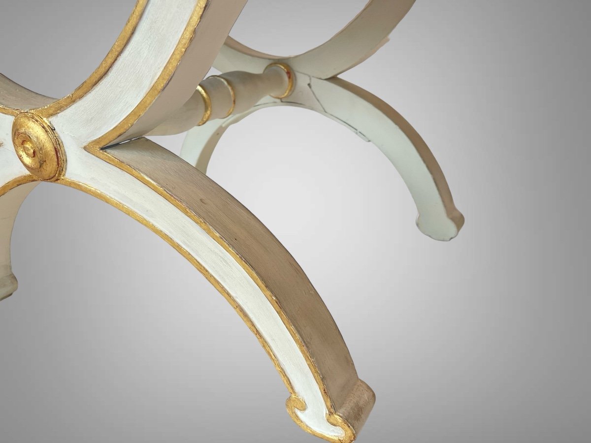 Suite De Quatre Tabourets Curule époque Fin Du Premier Empire.-photo-1