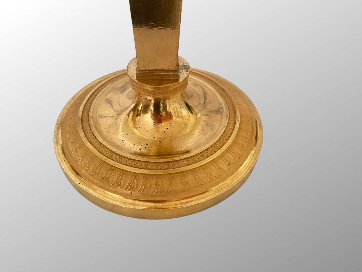 Pair Of Gilt Bronze Candlesticks From The Early 19th Century.-photo-1