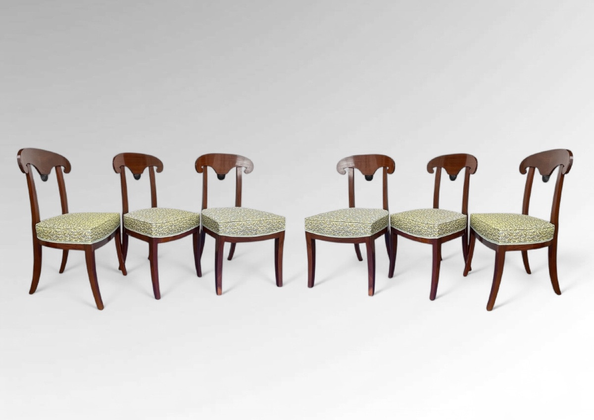 Set Of Six Mahogany Chairs From The First Empire Period