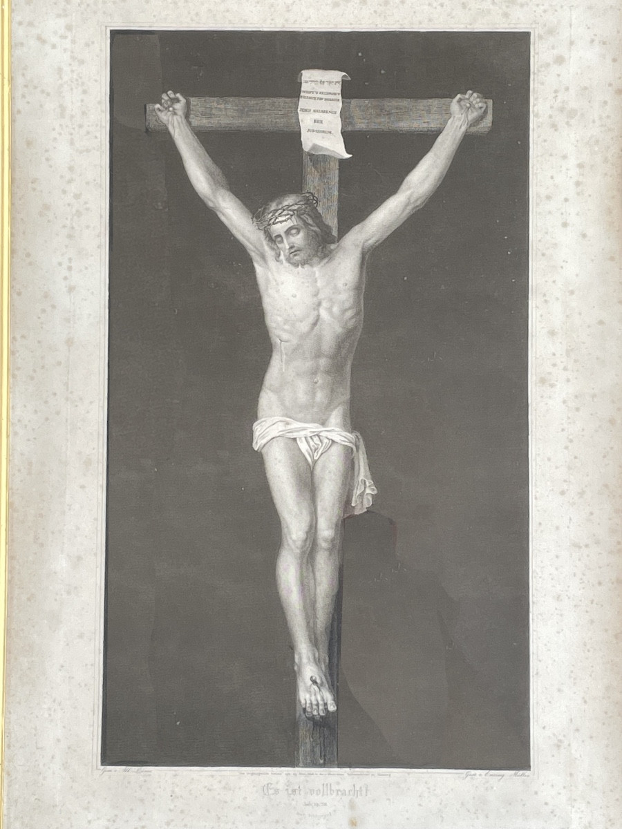 Christ en croix d'après Dürer. Gravure du XIXe siècle