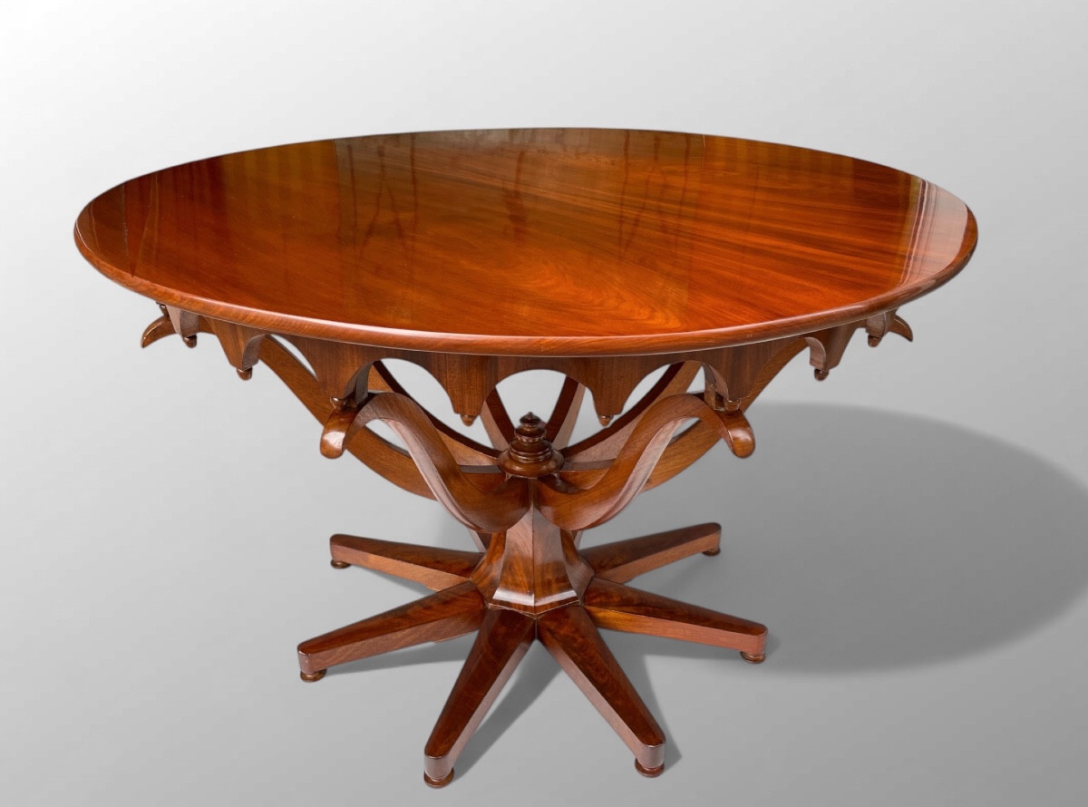 Early 19th Century Pedestal Table, Mahogany And Mahogany Veneer. Northern Italy.-photo-2