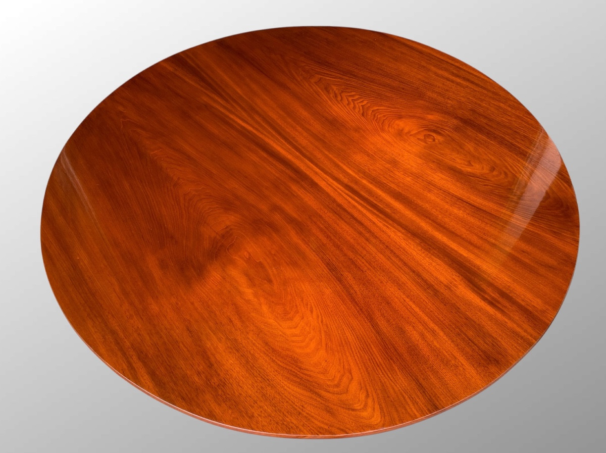 Early 19th Century Pedestal Table, Mahogany And Mahogany Veneer. Northern Italy.-photo-4