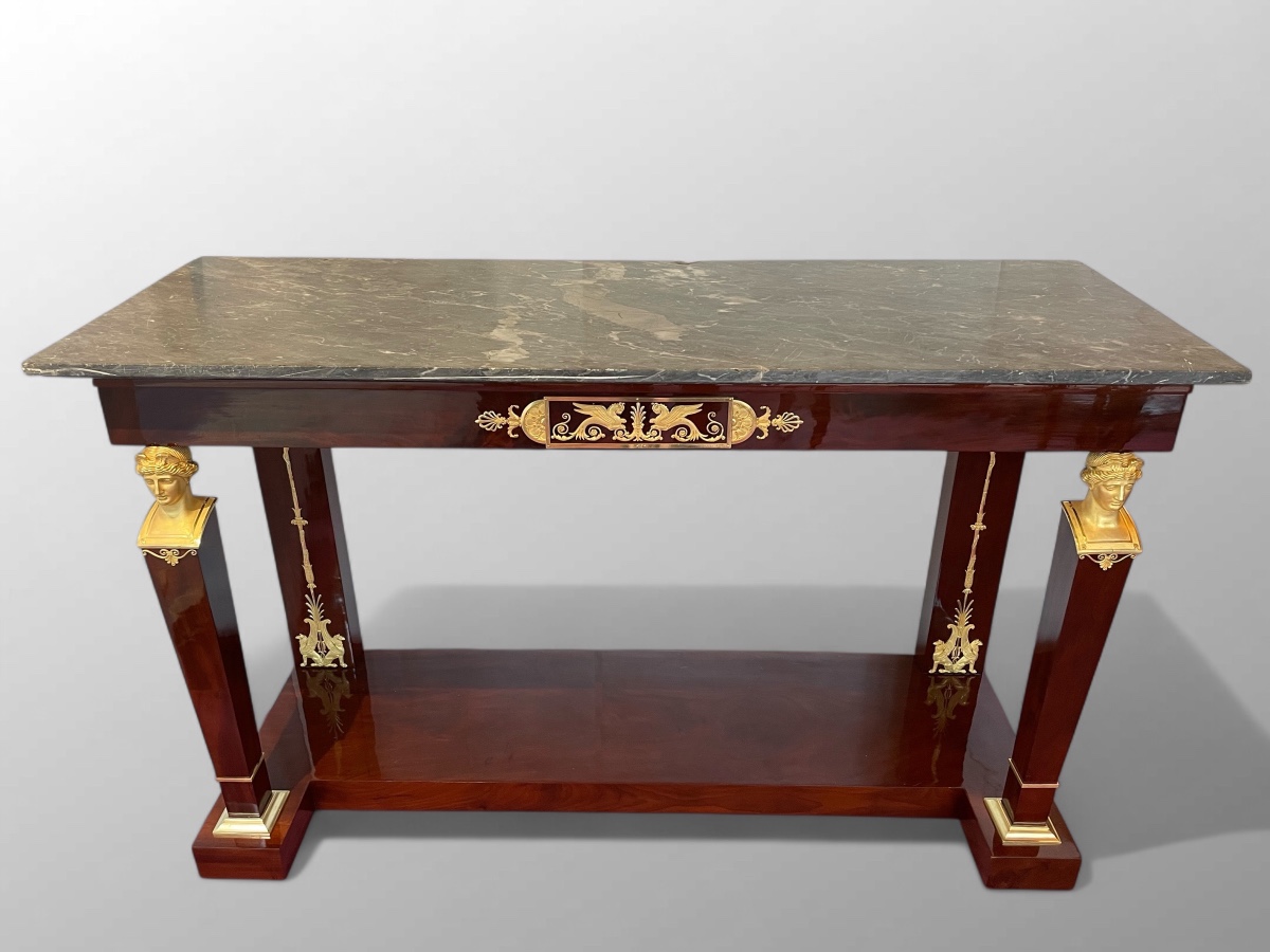 Mahogany Console Table. Empire Period, Ceremonial Model.-photo-2