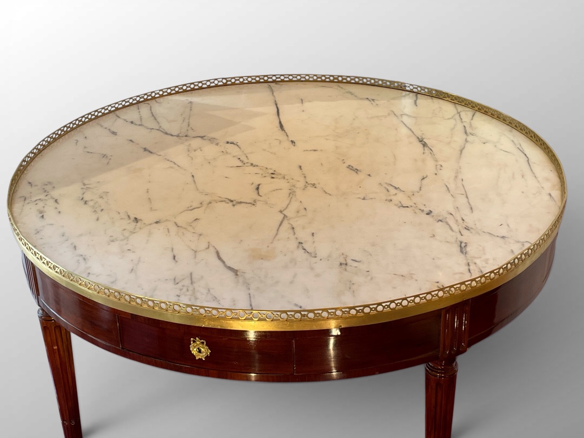 Très grande table bouillotte en acajou - 130 cm -. Fin du XVIIIe / début du XIXe.-photo-3