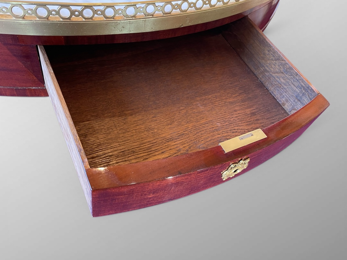 Très grande table bouillotte en acajou - 130 cm -. Fin du XVIIIe / début du XIXe.-photo-4