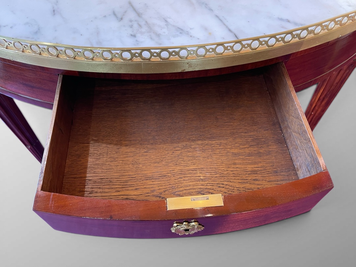 Très grande table bouillotte en acajou - 130 cm -. Fin du XVIIIe / début du XIXe.-photo-5