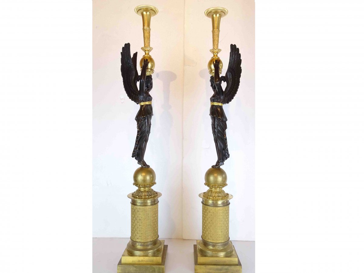 Paire De Porte Torchère époque Empire-photo-2
