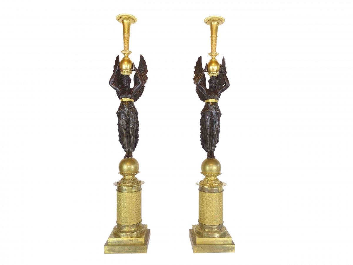 Paire De Porte Torchère époque Empire