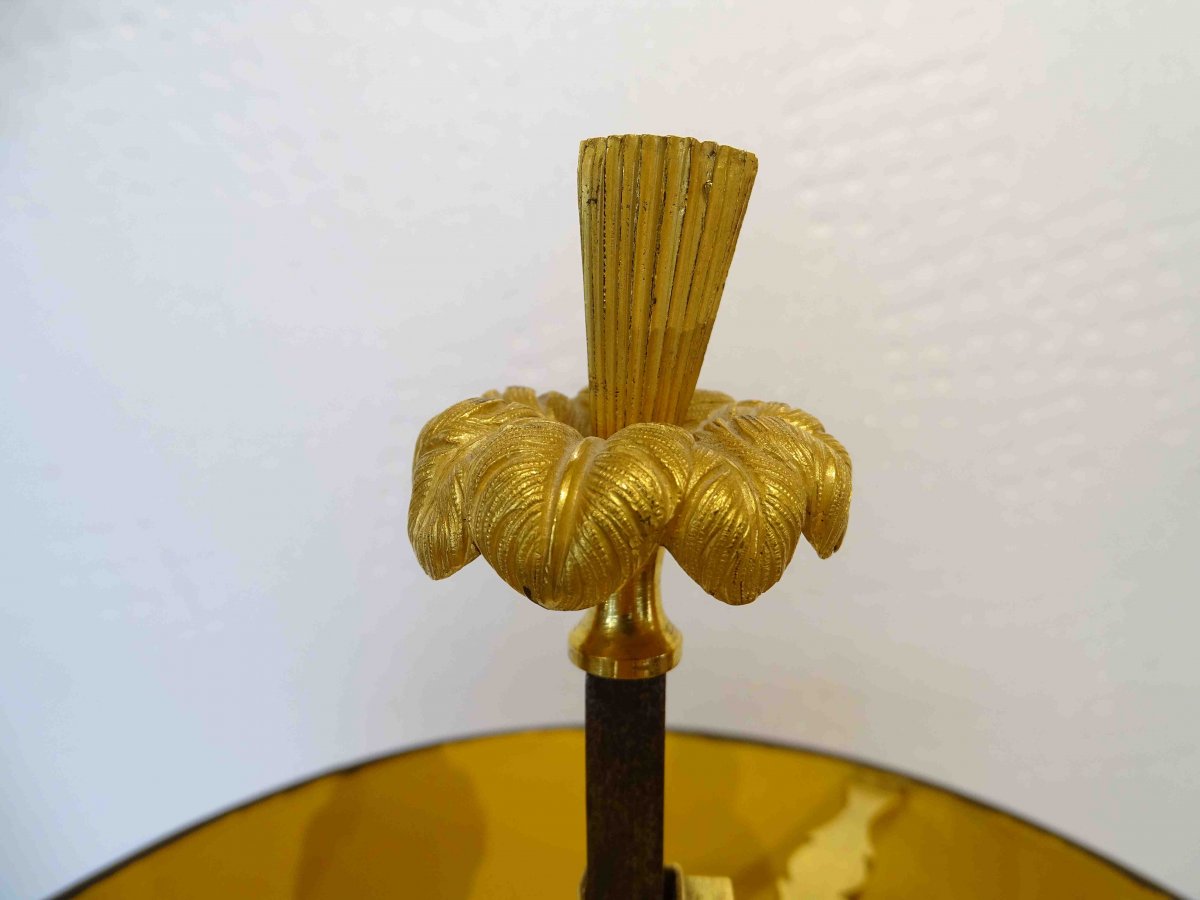 Lampe Bouillotte époque Début XIXe ( Vers 1820 / 1830 ). Bronze Doré.-photo-1