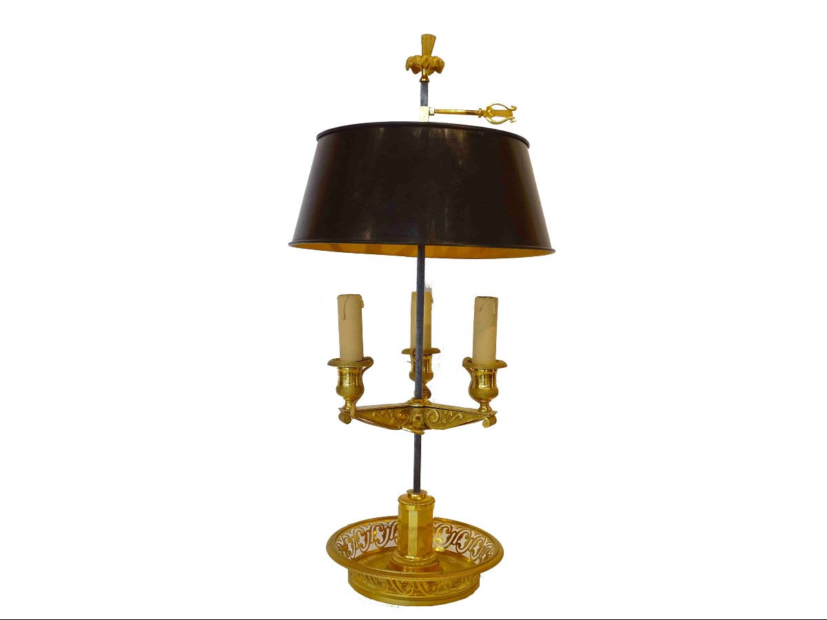 Lampe Bouillotte époque Début XIXe ( Vers 1820 / 1830 ). Bronze Doré.
