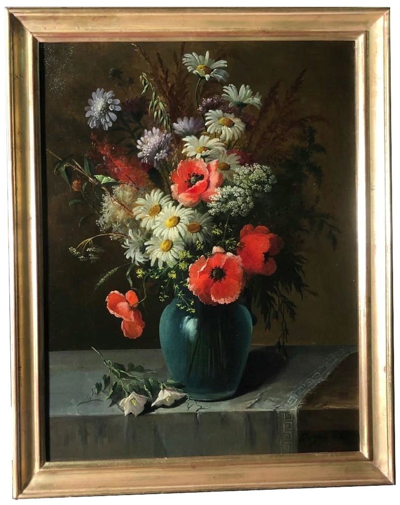 Paire De Tableaux De Fleurs Signés  J. Champion Et Datés 1890 & 1891 - Huile Sur Toiles.-photo-2