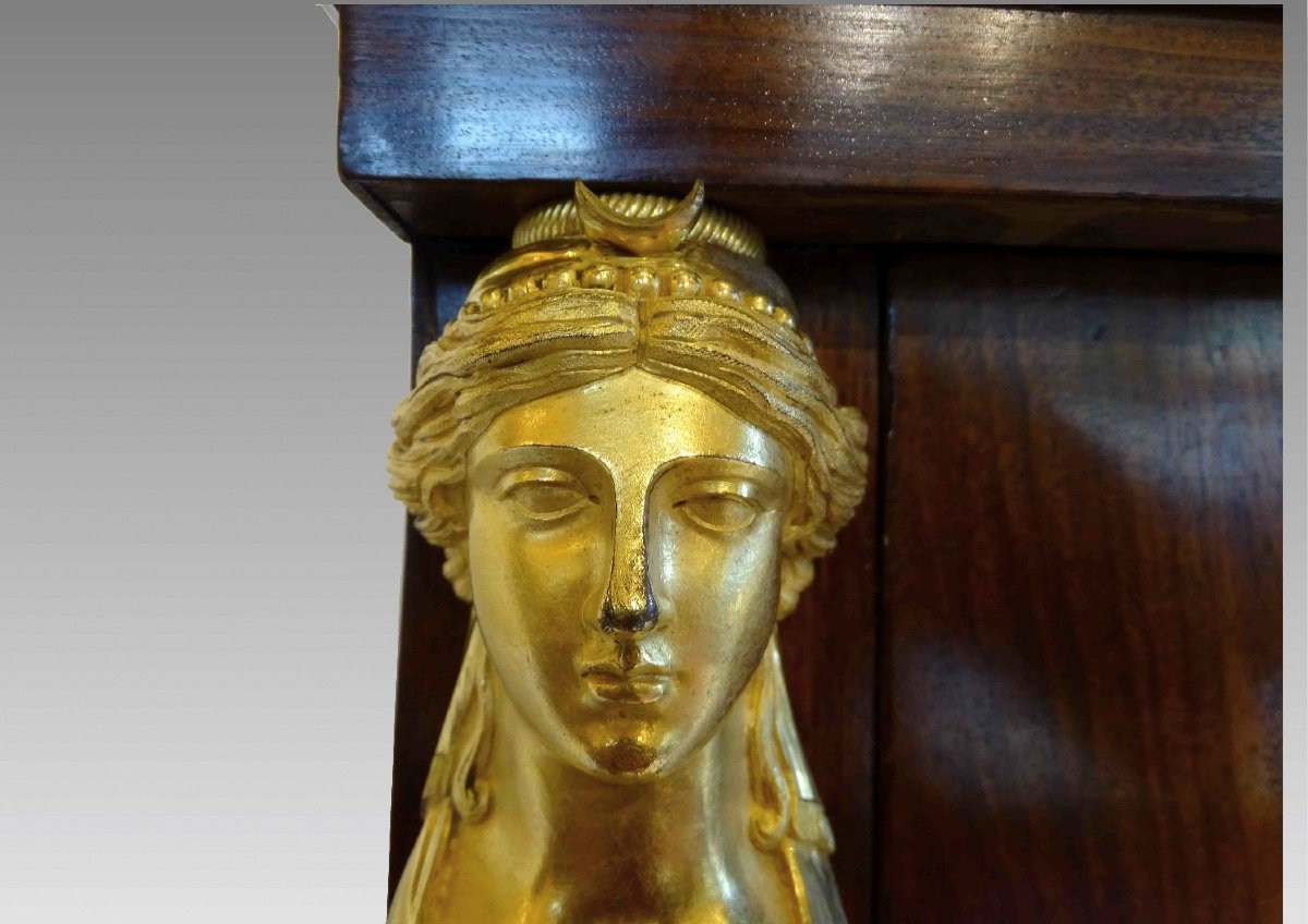 Commode époque Premier Empire. Acajou Et Bronzes Dorés.-photo-3