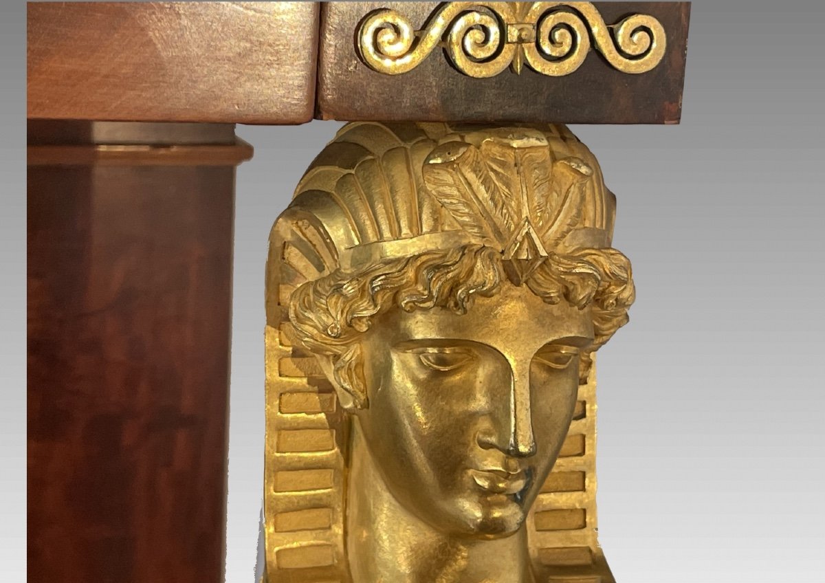 Console En Acajou Et Bronzes Dorés. Epoque Consulat-photo-3