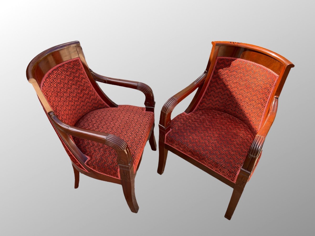 Paire De Fauteuils En Acajou. Epoque Restauration.-photo-2