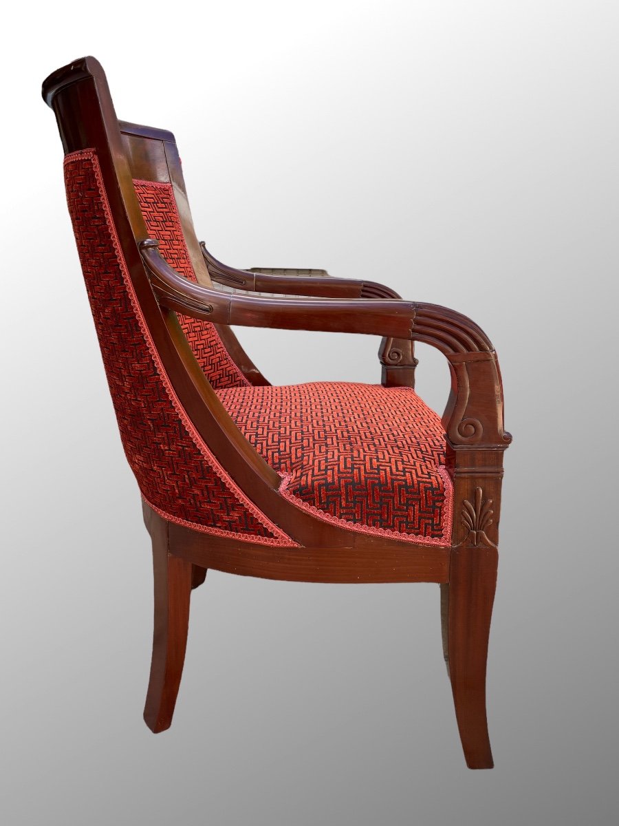 Paire De Fauteuils En Acajou. Epoque Restauration.-photo-3