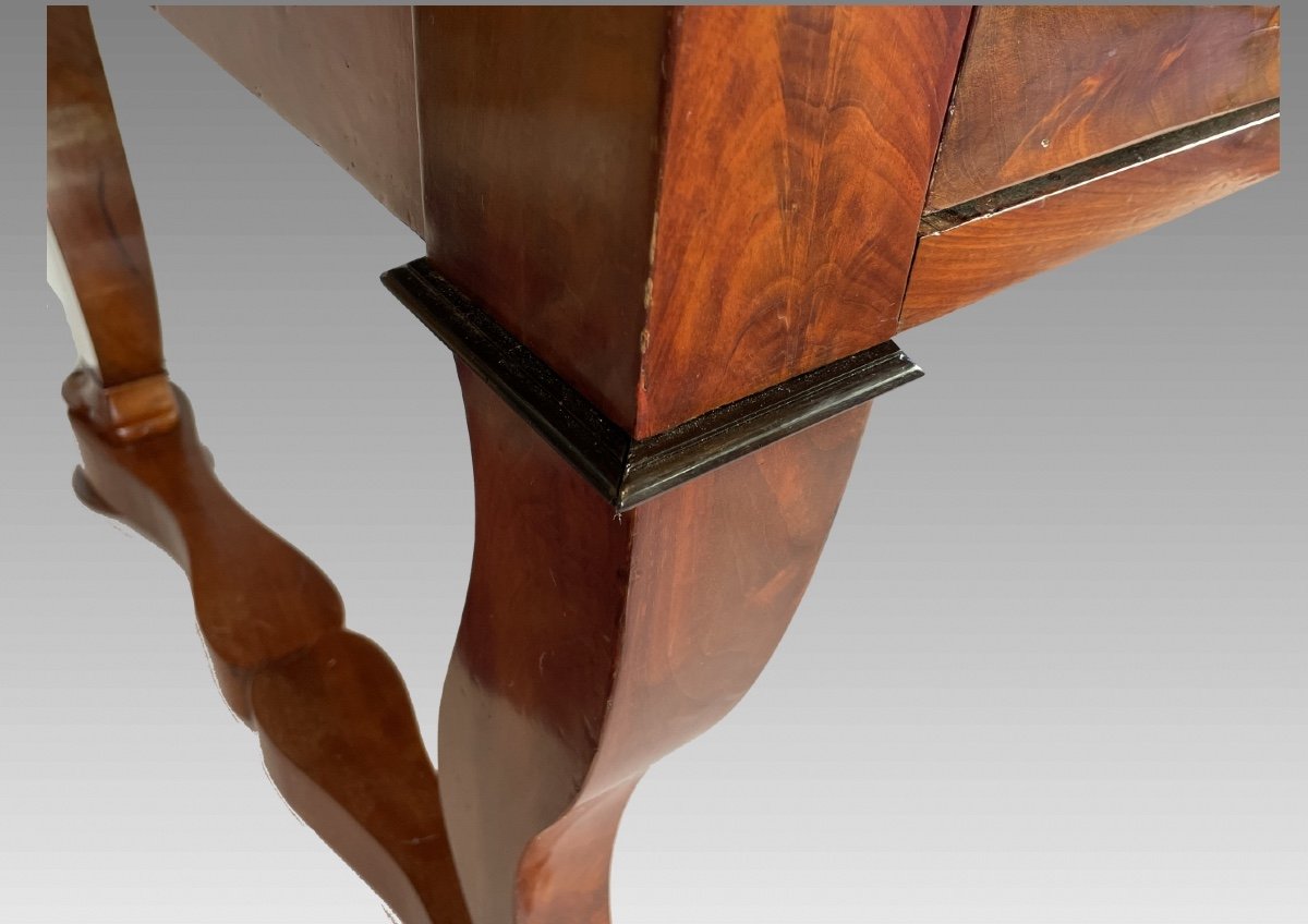 Cylinder Desk In Mahogany And Mahogany Veneer. Period End Of The First Empire-photo-3