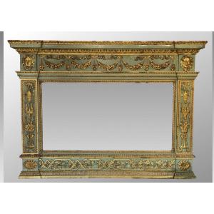 Mirror In Painted And Gilded Wood And Stucco. Period Early Nineteenth Century.