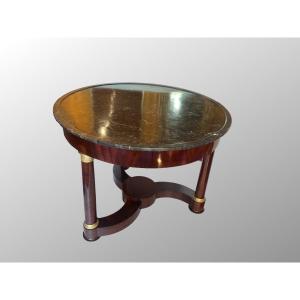 Pedestal Table End Of The First Empire Period. Mahogany And Gilded Bronzes.