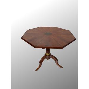 Pedestal Table In Mahogany, Pear Wood, And Gilded Bronzes. Louis XVI Period. In The Taste Of Molitor.