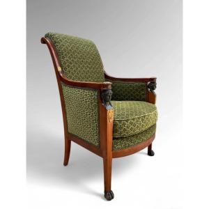 Mahogany Bergere Chair With Reversed Backrest. Consulate Period.
