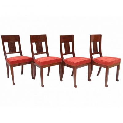 Suite Of Four Mahogany Chairs First Empire Period