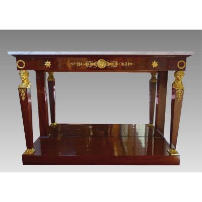 Consulate Period Console In Mahogany And Gilded Bronzes