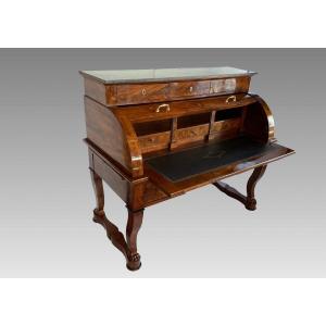 Cylinder Desk In Mahogany And Mahogany Veneer. Period End Of The First Empire